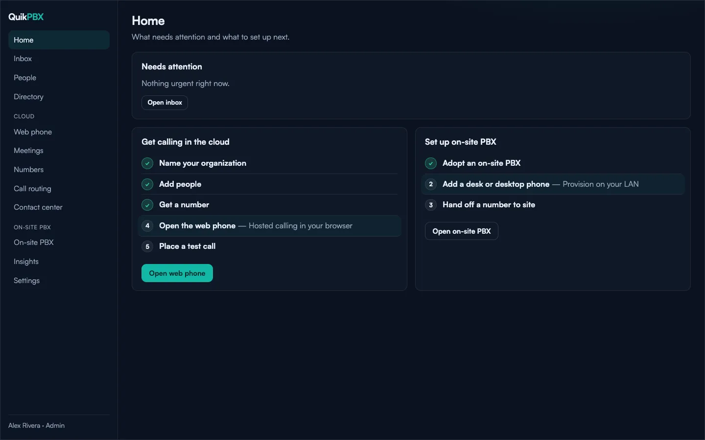 Cloud and On-site setup checklist